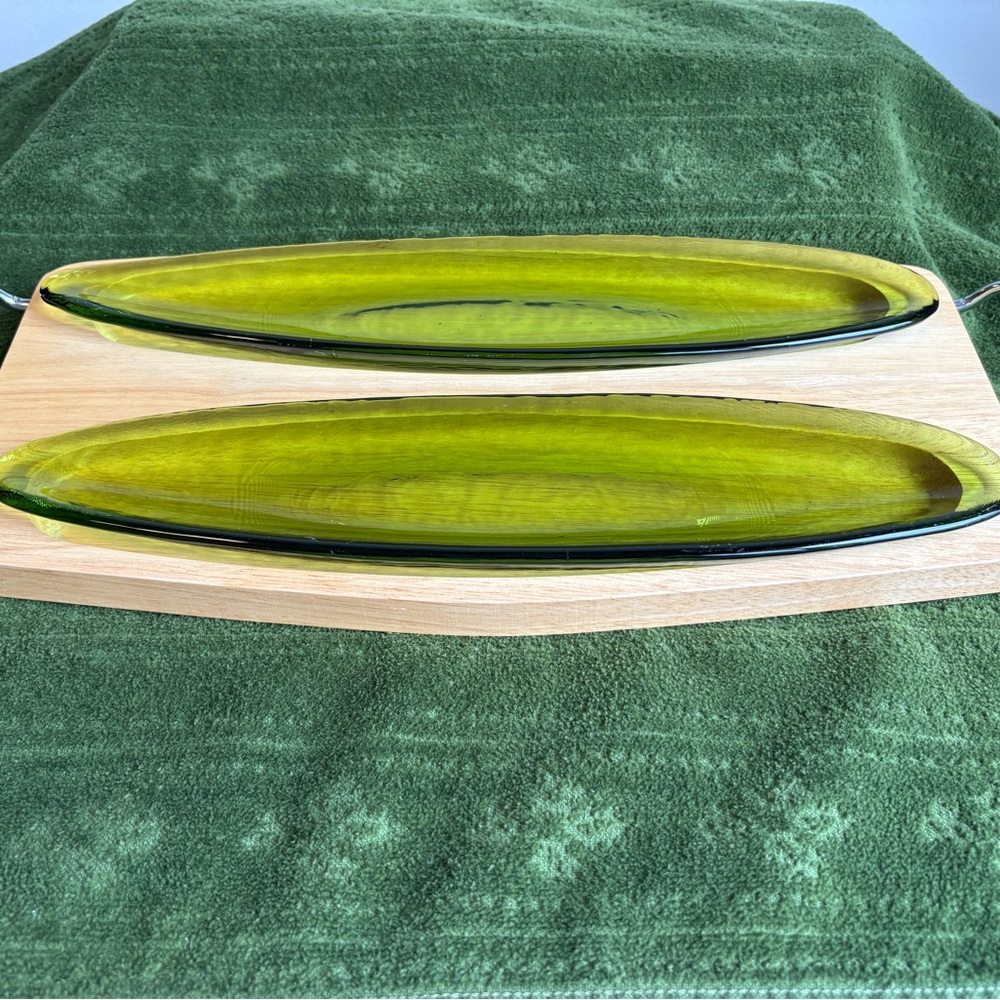 Green Glass Serving Platters